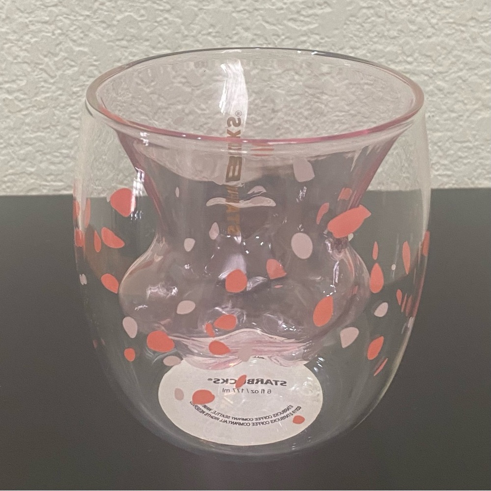 Rare STARBUCKS Glass Paw Pink Cherry Blossom Cup - Picture 3 of 16